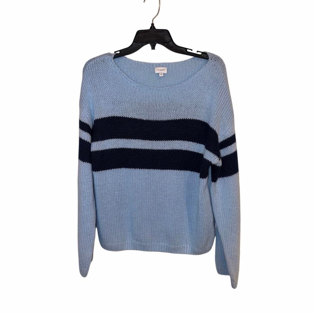 L.A. Hearts Women’s Blue & Navy Striped Knit Sweater – Medium